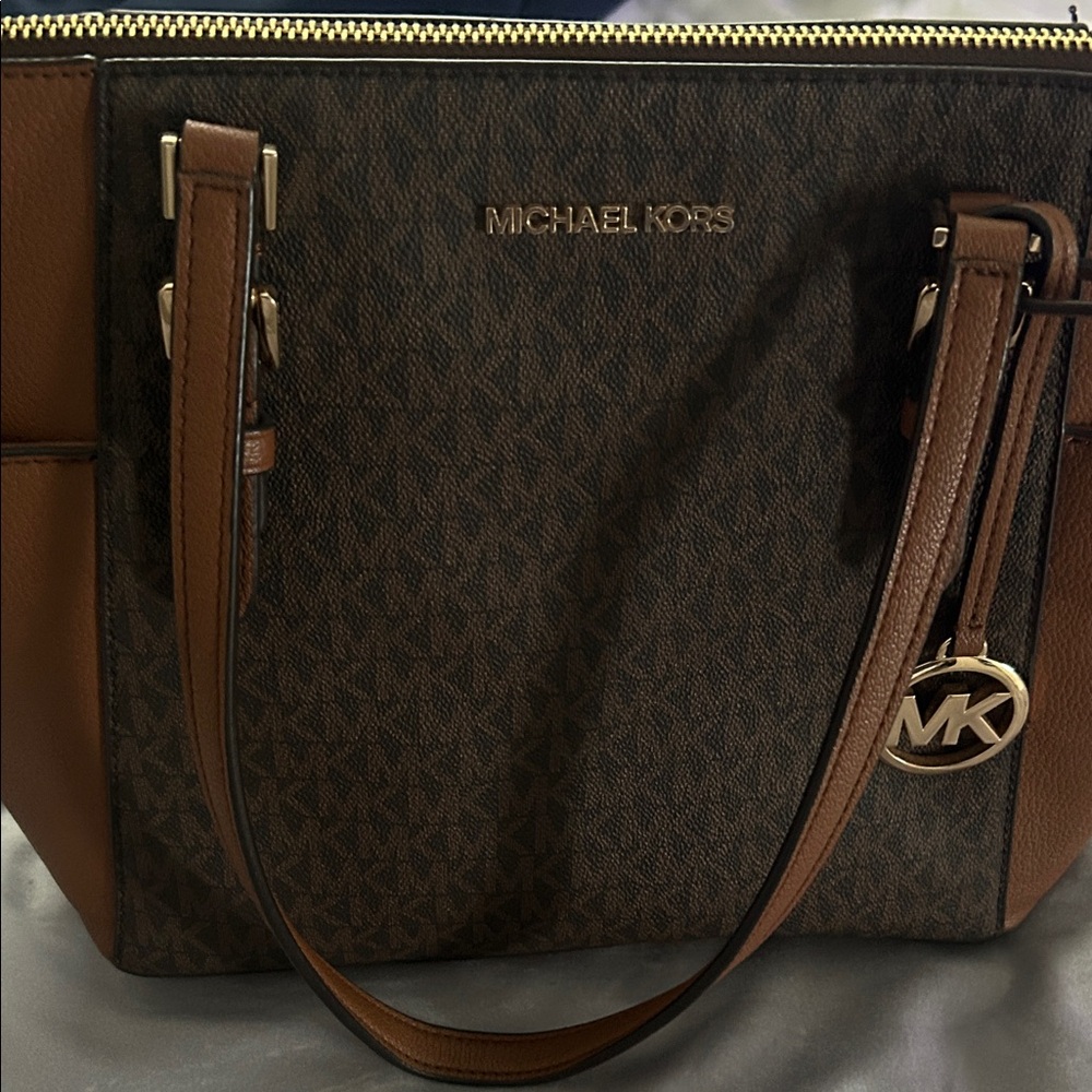 Michael Kors Dark Brown and Tan Tote